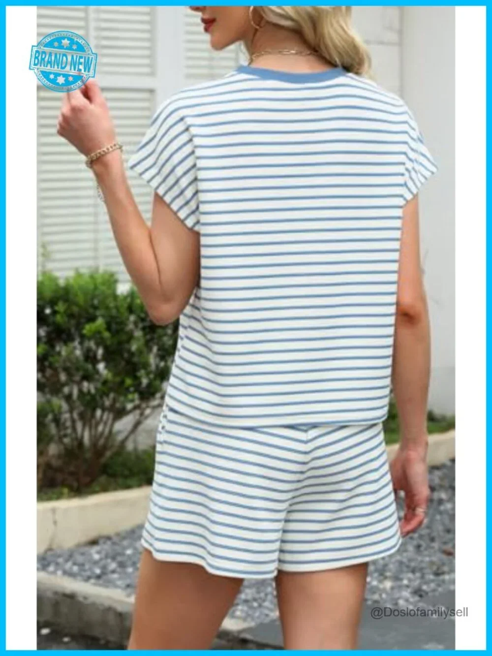 2 Piece Short Set Lounge Shorts Striped Matching Set Travel Outfit
